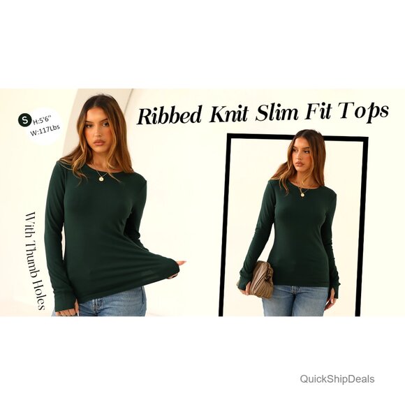 Long Sleeve Thermal Shirt Fleece Lined Slim Fit Thumb Holes Crewneck - Picture 6 of 7